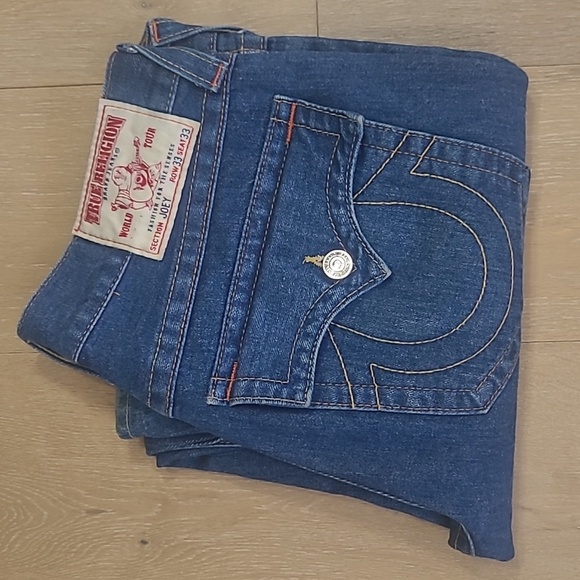 True Religion Jeans Men's sz 33 Joey Twisted Flare Hem Denim Jeans